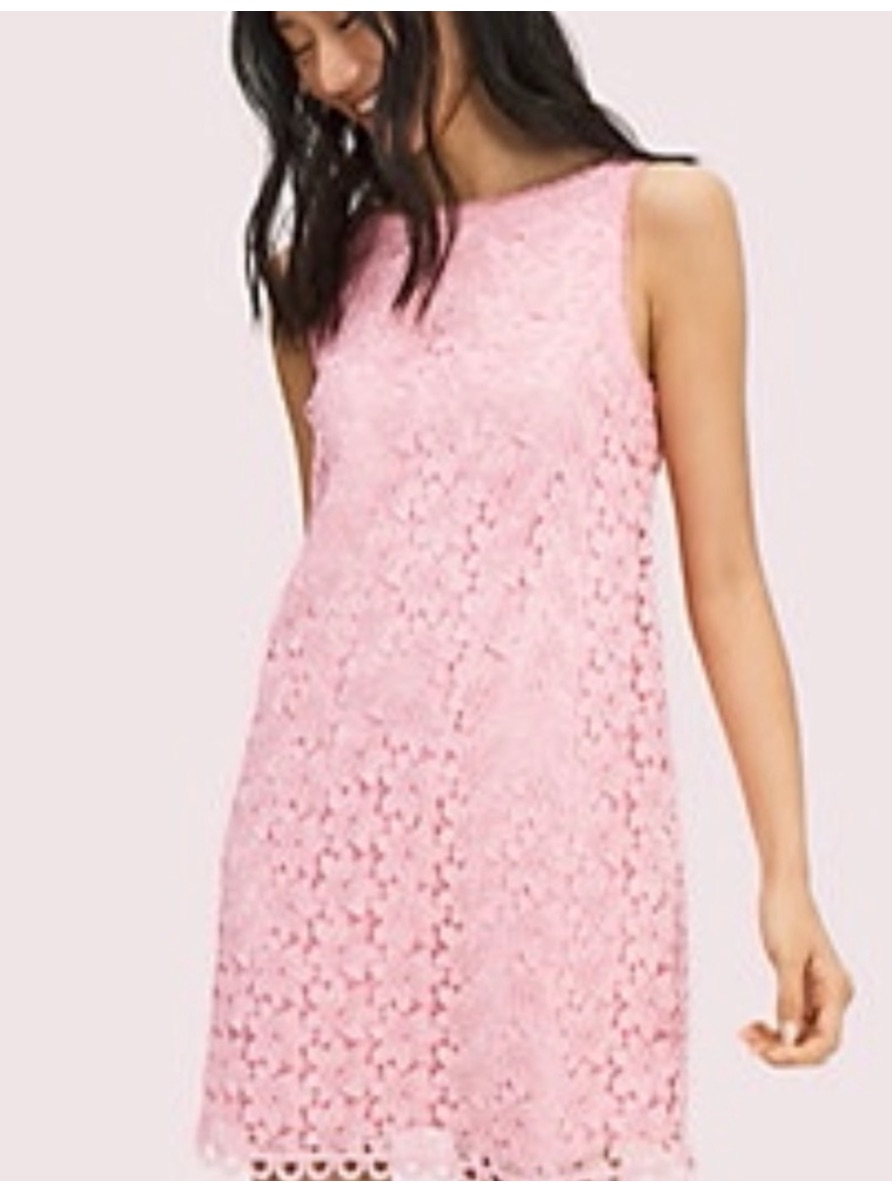 Kate Spade Leaf Lace Shift Dress - Pink Size 8 Nwot New